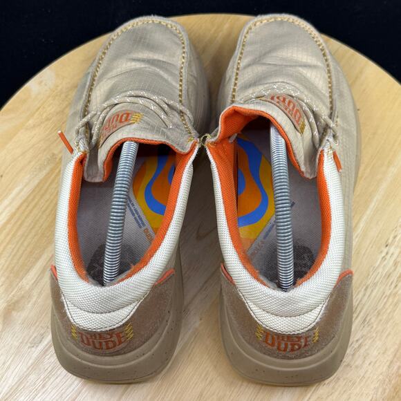 Hey Dude Shoes Mens 9 Wally Comfy Hype Casual Comfort Moc Toe Sneakers Beige - Picture 9 of 11